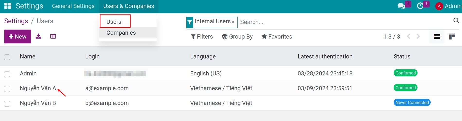 Configure access rights to Documents app