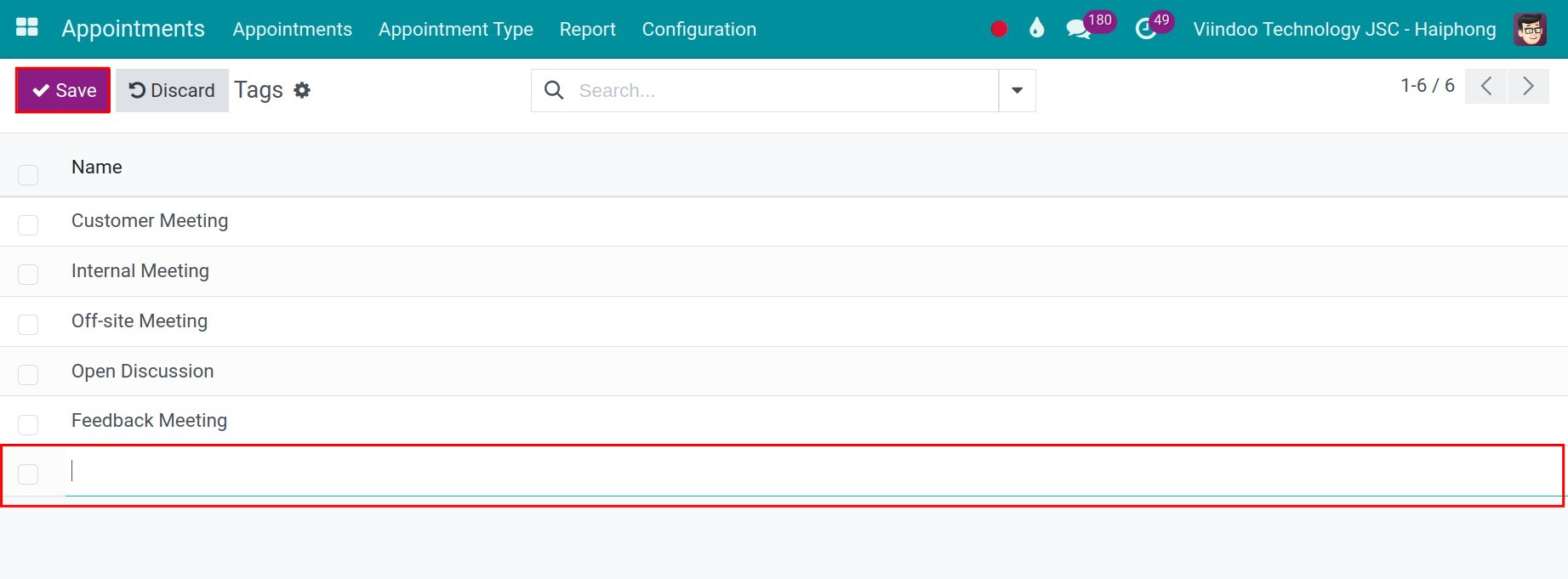 Create tags for appointments.