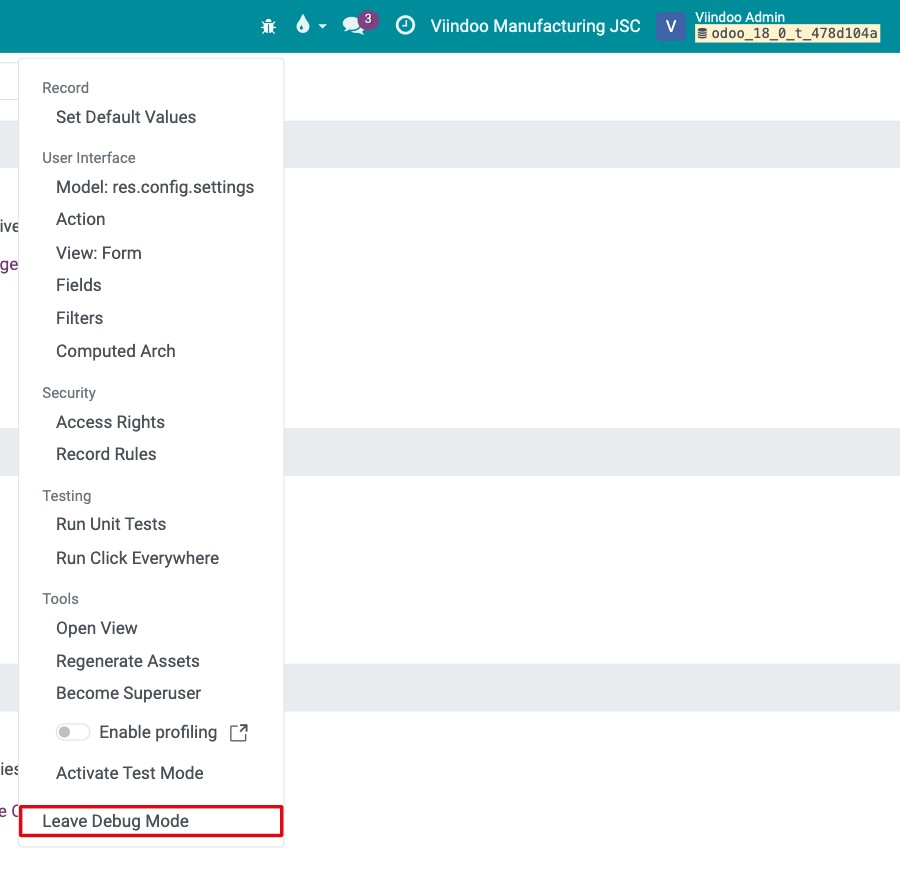 Leave Debug Mode at the bottom of the bug icon menu