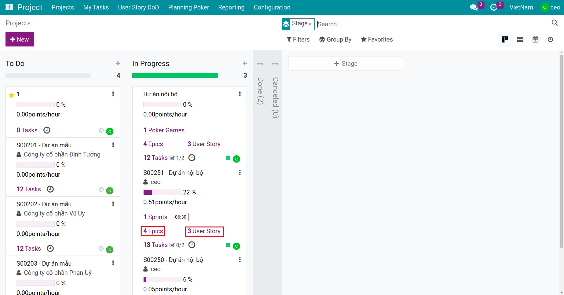 Access Epic and User story