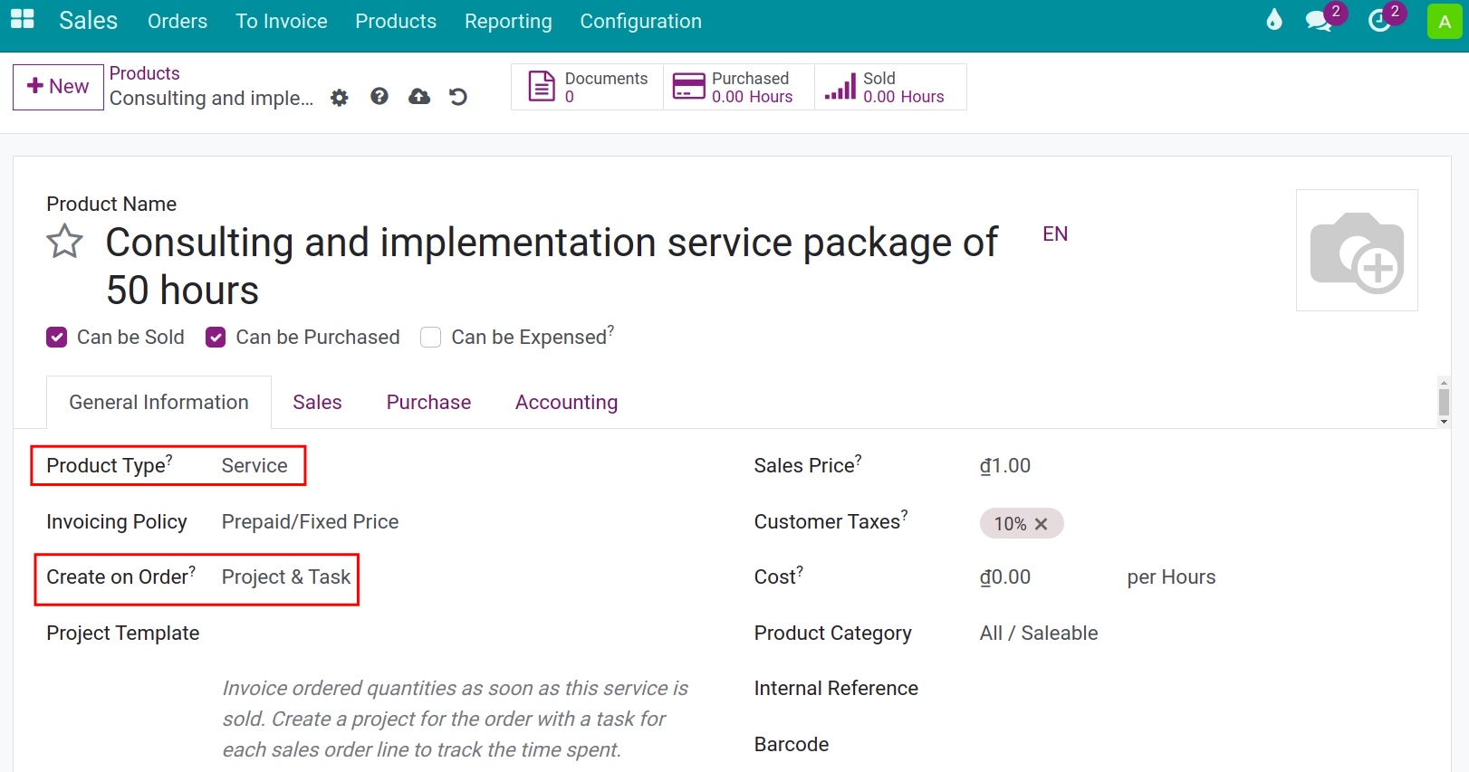 Create a product in Viindoo