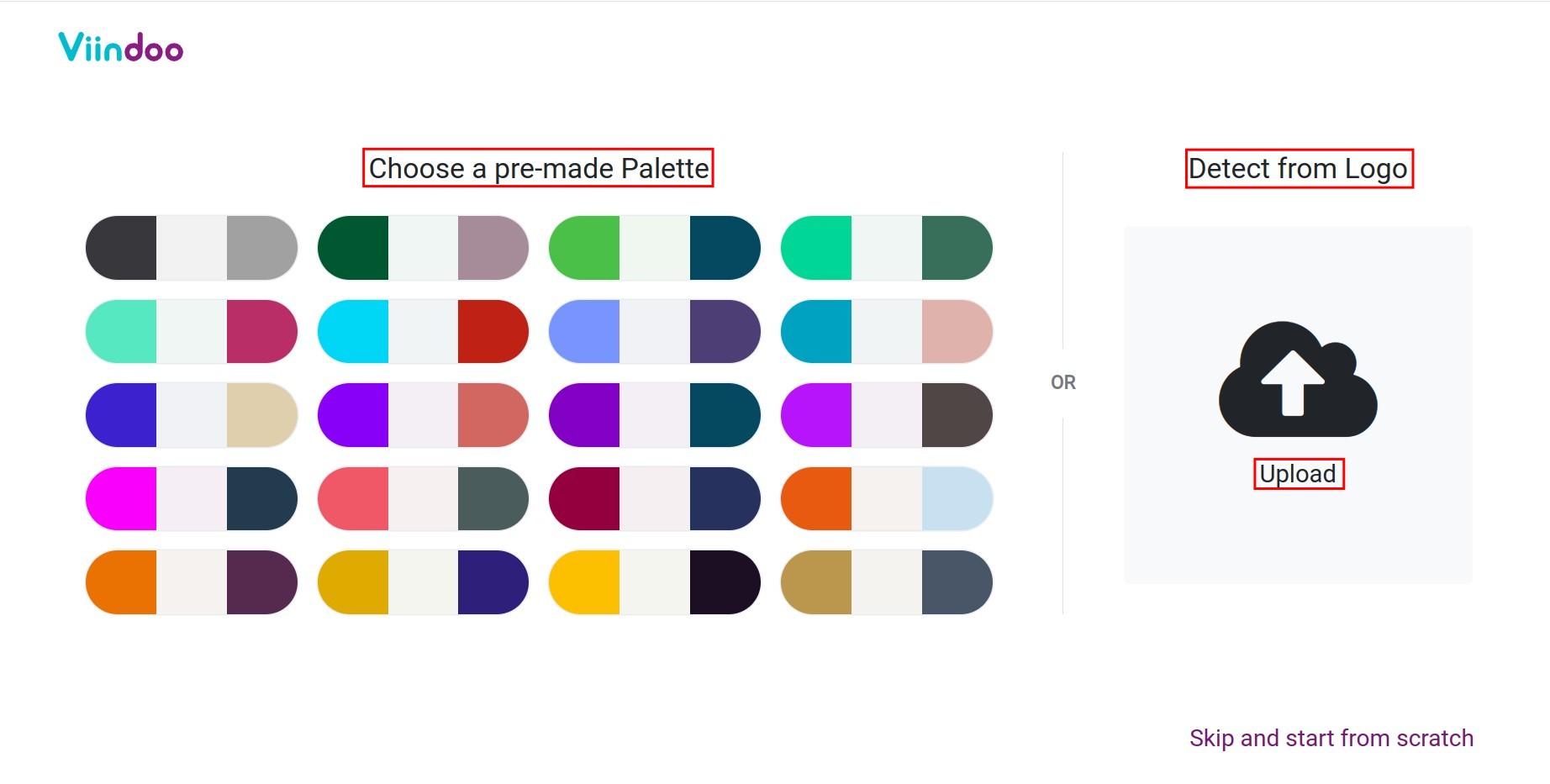 Choose a pre-made Palette