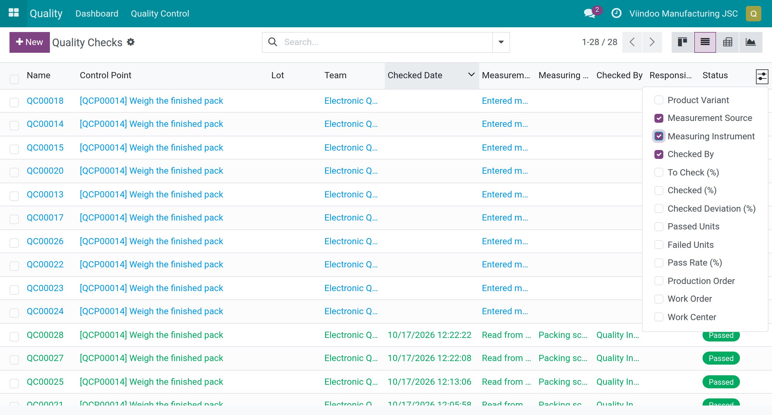 the Quality Checks list with the two provenance columns shown