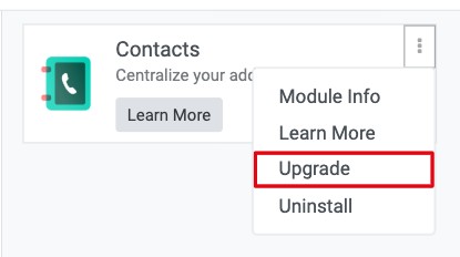 Upgrade in the menu of an installed app card