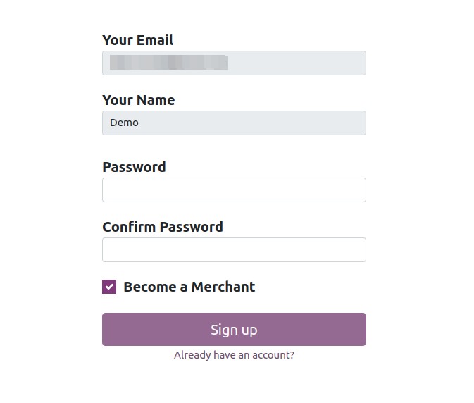 Merchant enter password