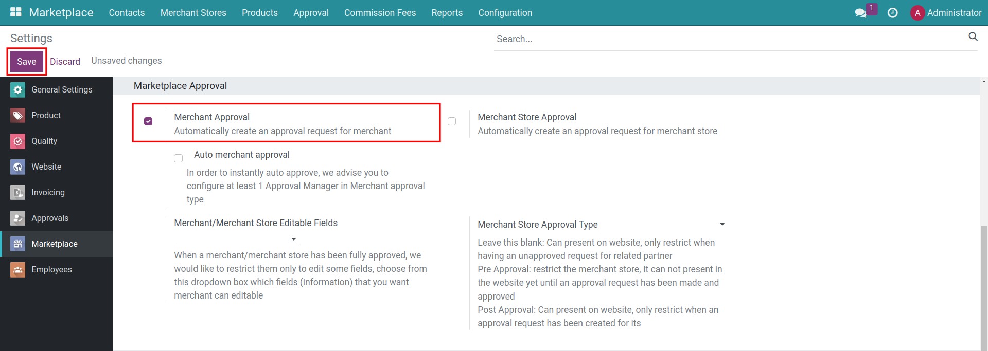 Activate the Merchant Approval feature