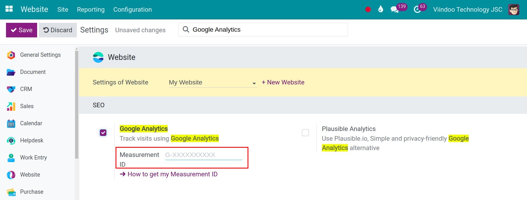 Paste the Tracking id on the Tracking ID