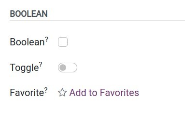 The boolean field and widgets