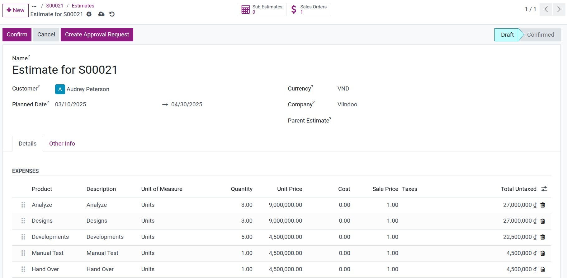 Create estimates