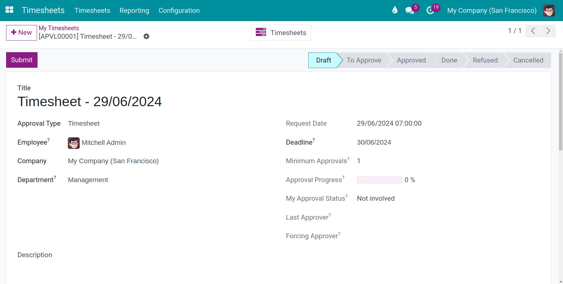 check your timesheet request
