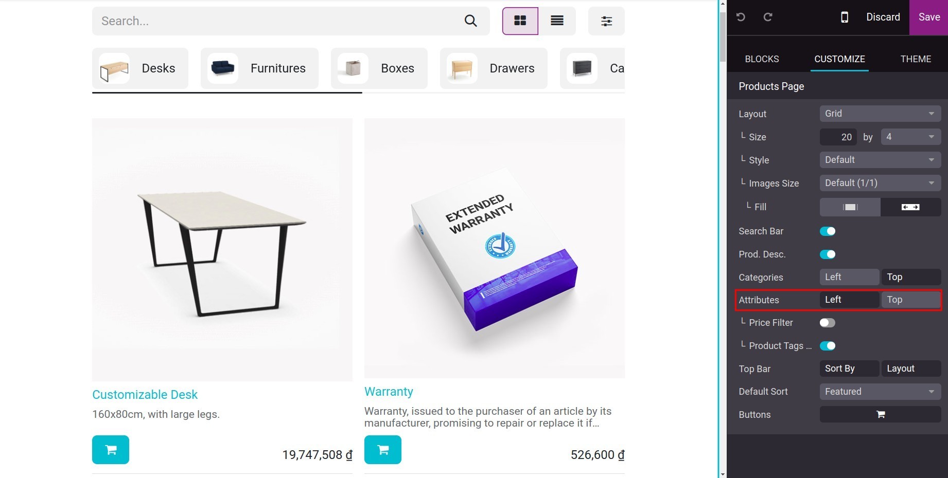 Product Attribute's Filter