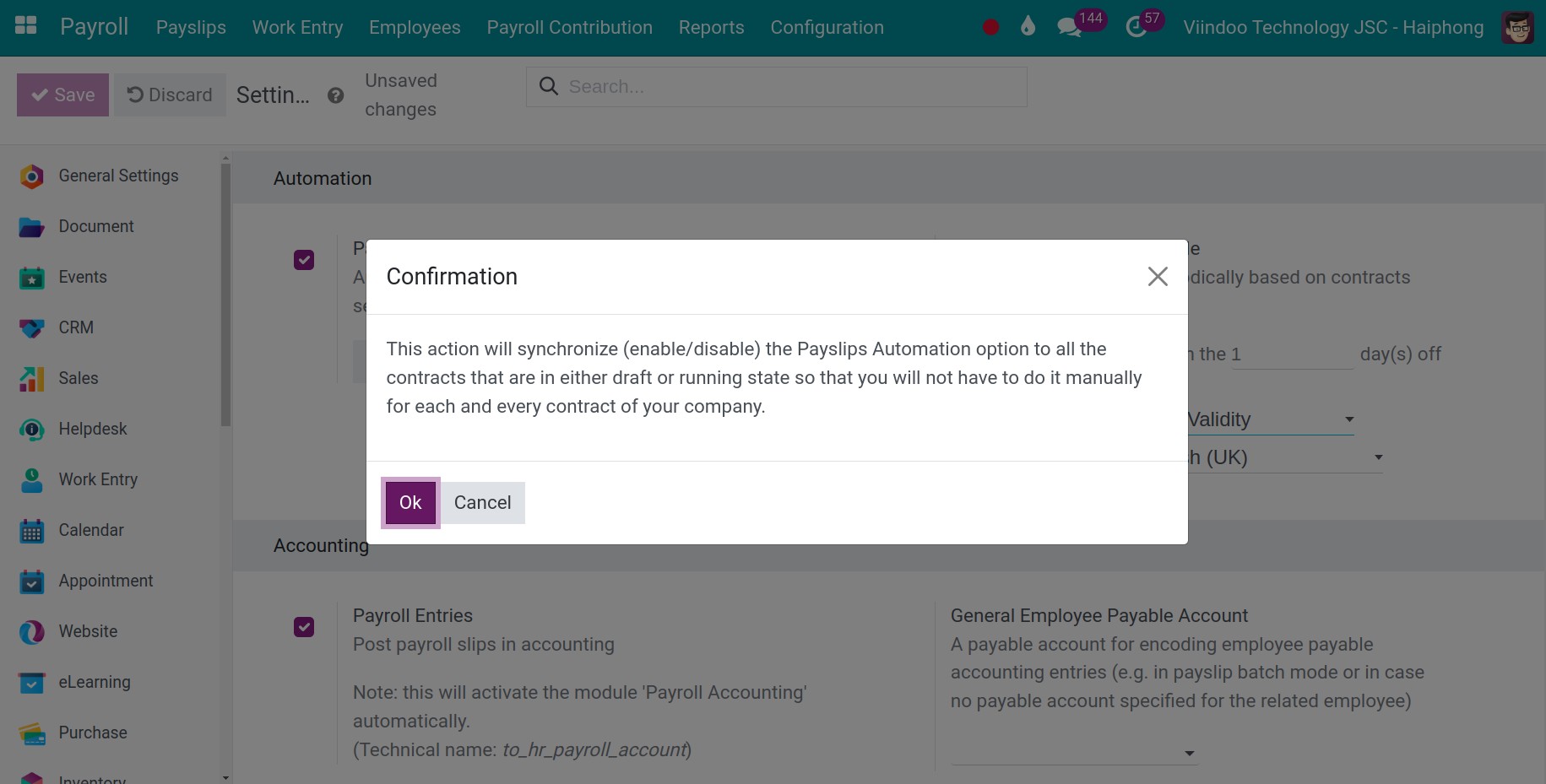 Automatically generate pay slips - Payroll management software Viindoo