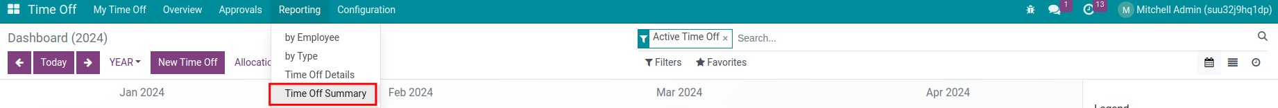 Time Off Summary