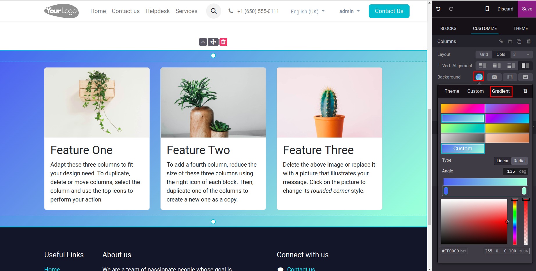 Choose gradient color