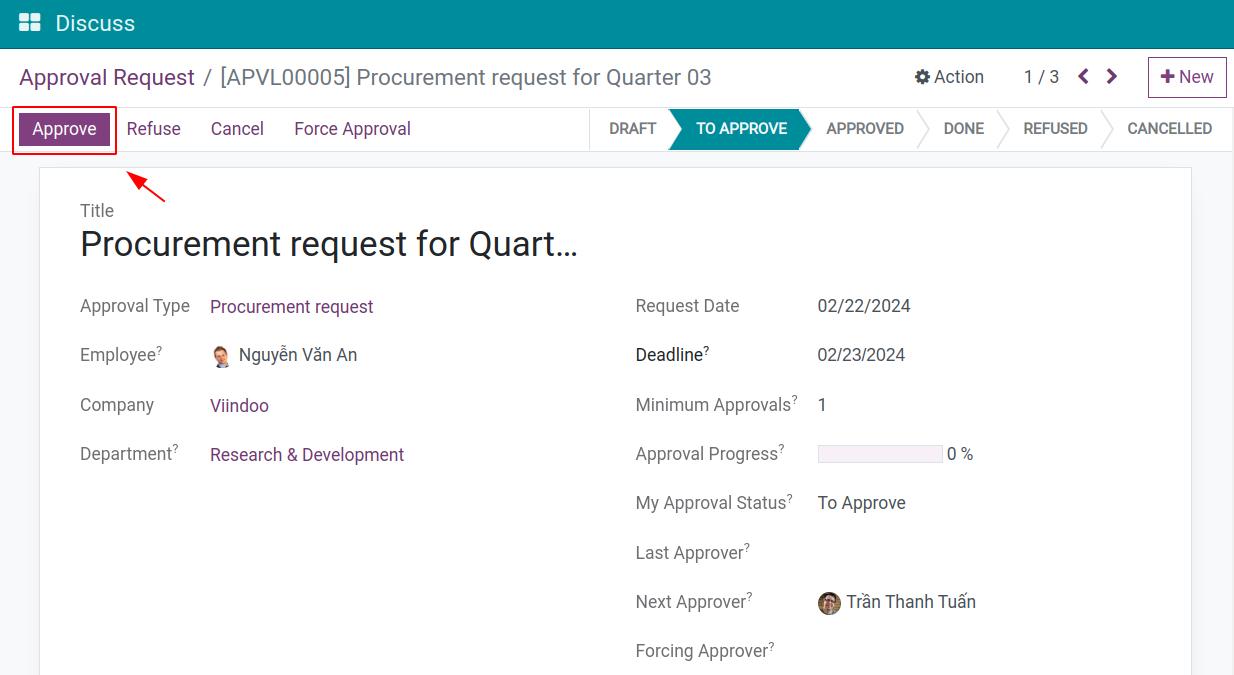 Approve procurement request