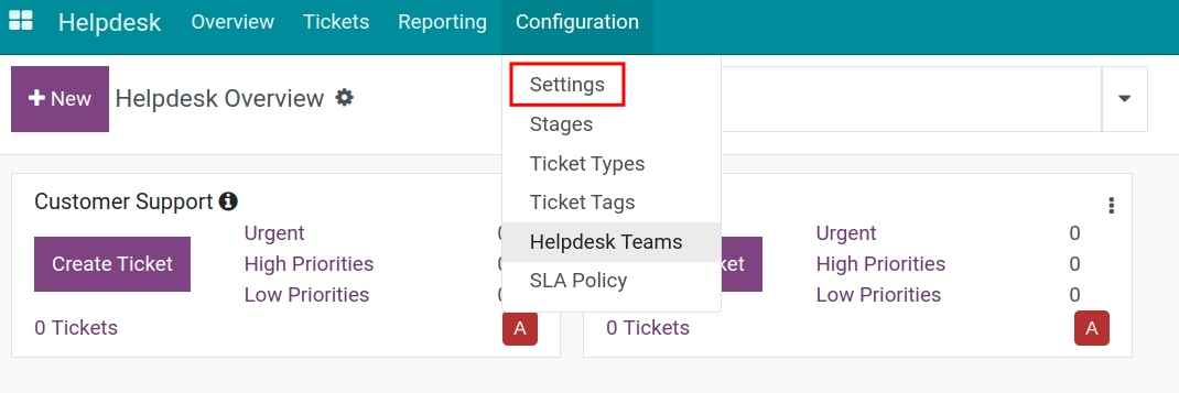 Set up support ticket evaluation Helpdesk Viindoo