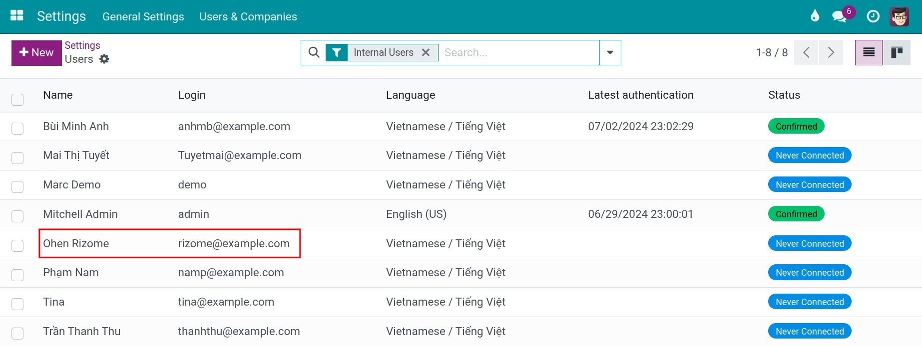 Viindoo User Selecting