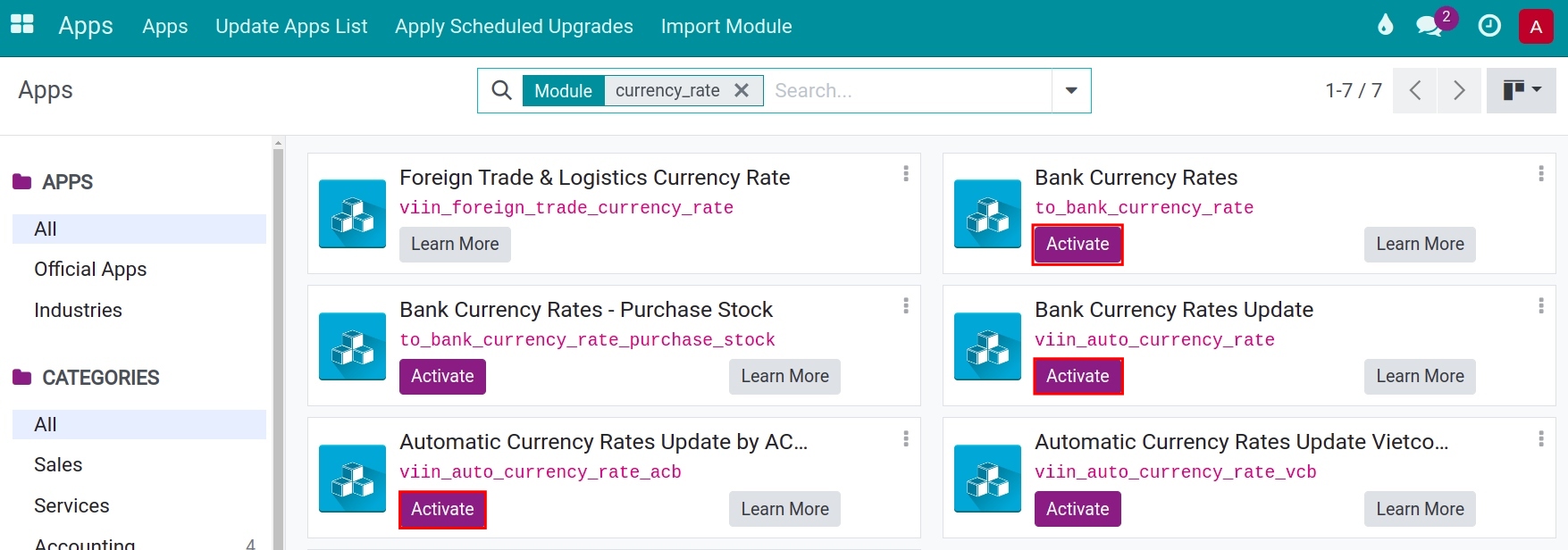 Module Bank Currency Rates Update Viindoo