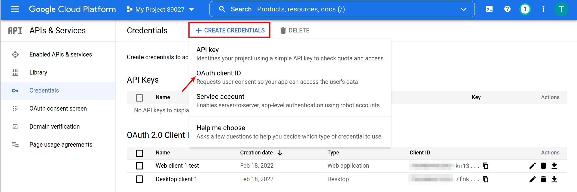 OAuth client ID