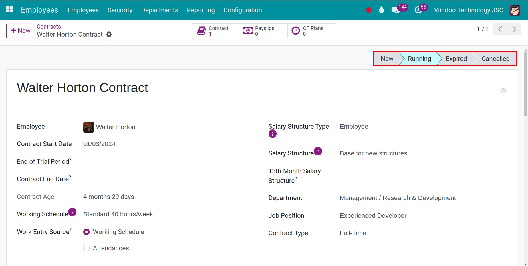 Close Expired contract in Viindoo software