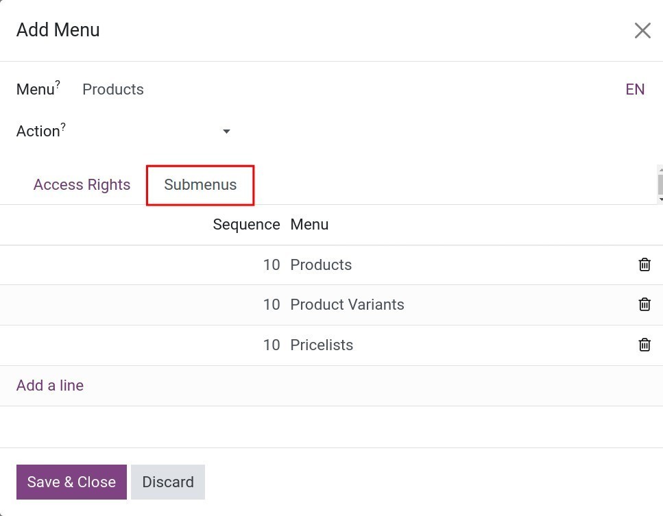 Set up submenus