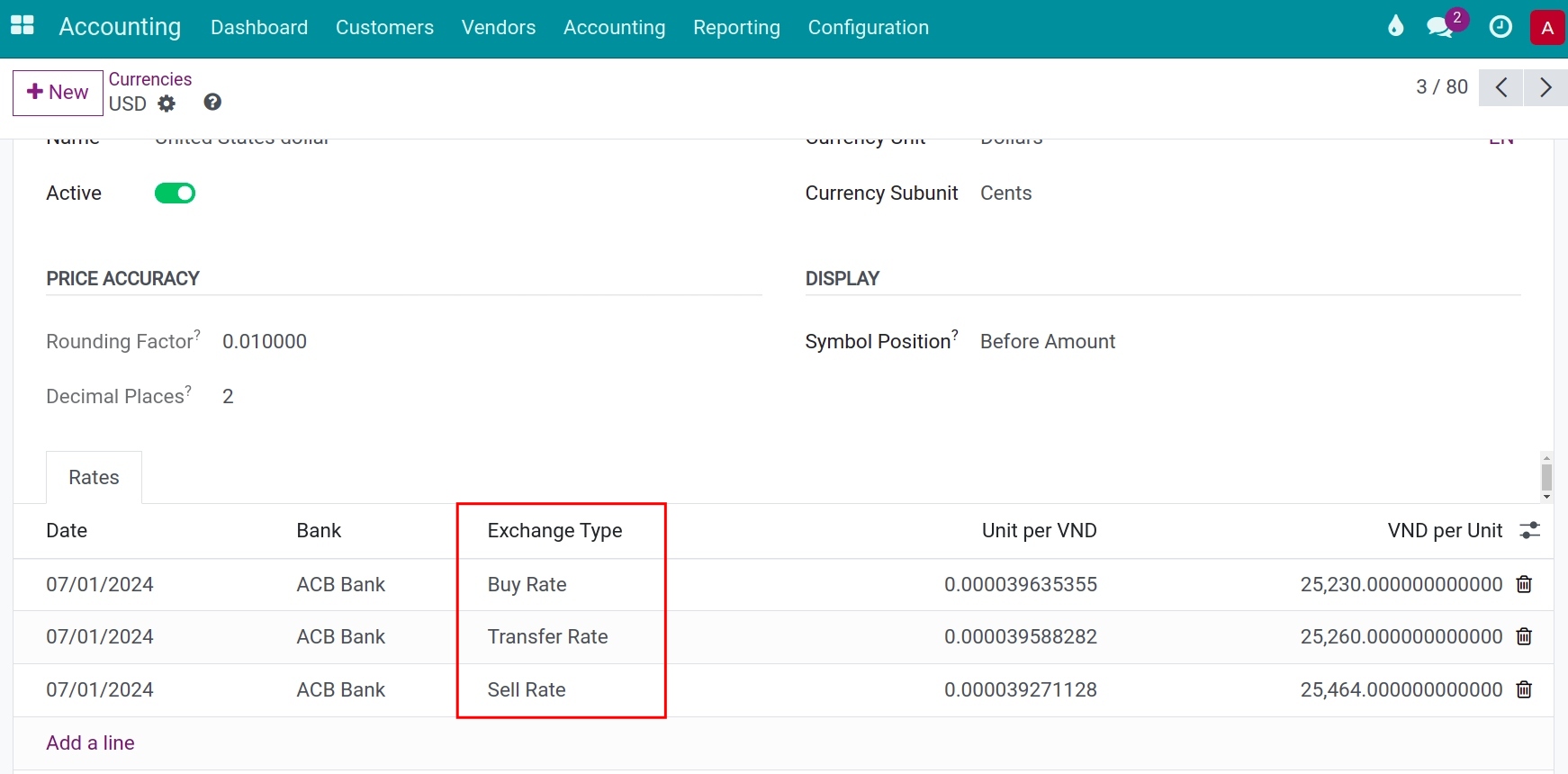 Currency bank rate automatic update Viindoo