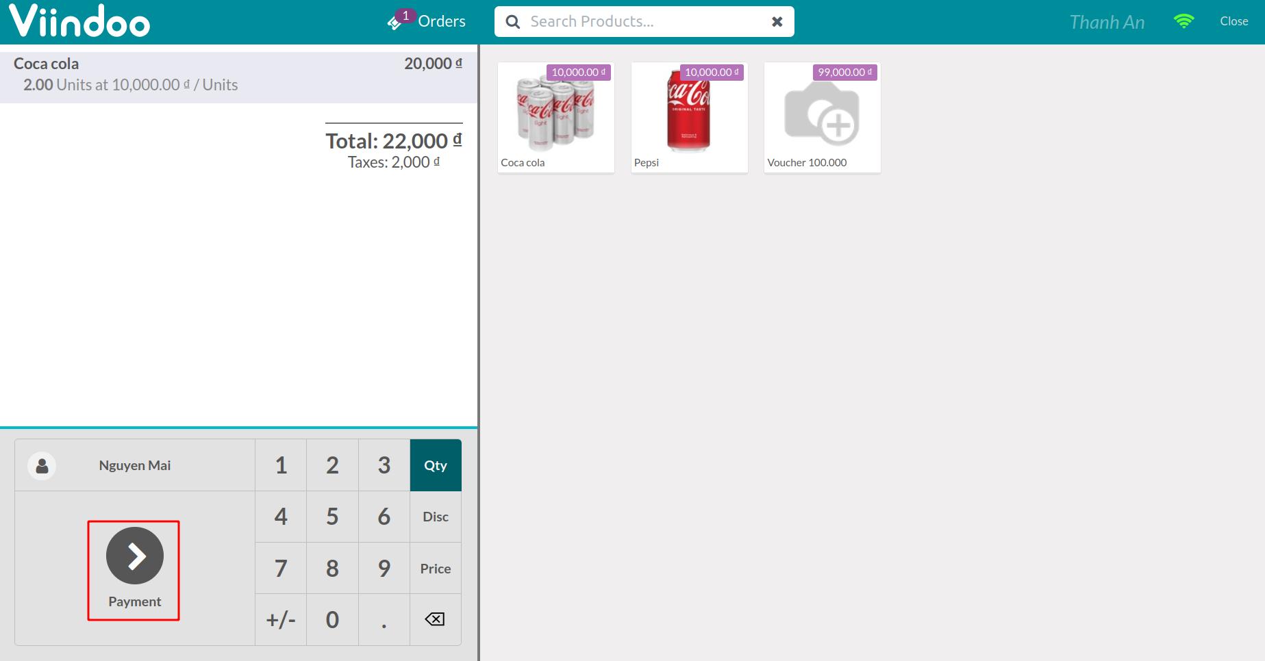 Click on Payment button