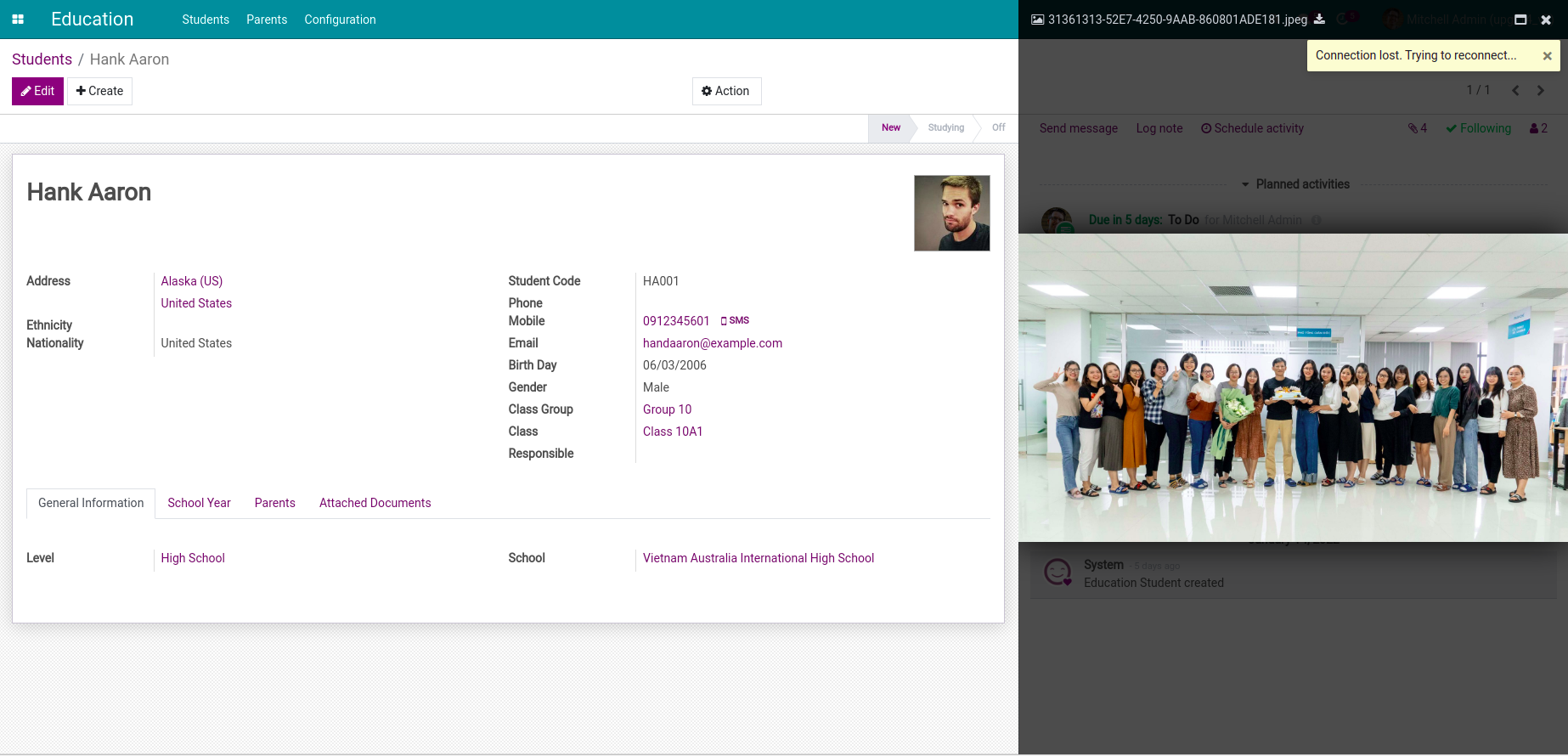Displaying attachments on the side of the form view