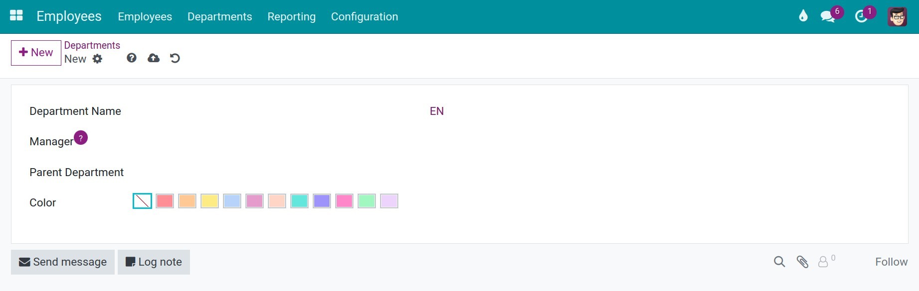 Create a department in Viindoo