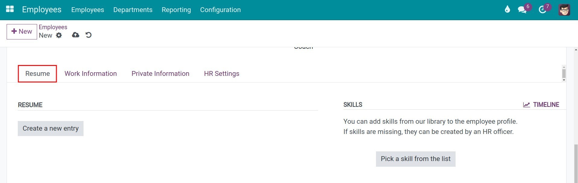 Create employee resume in Viindoo
