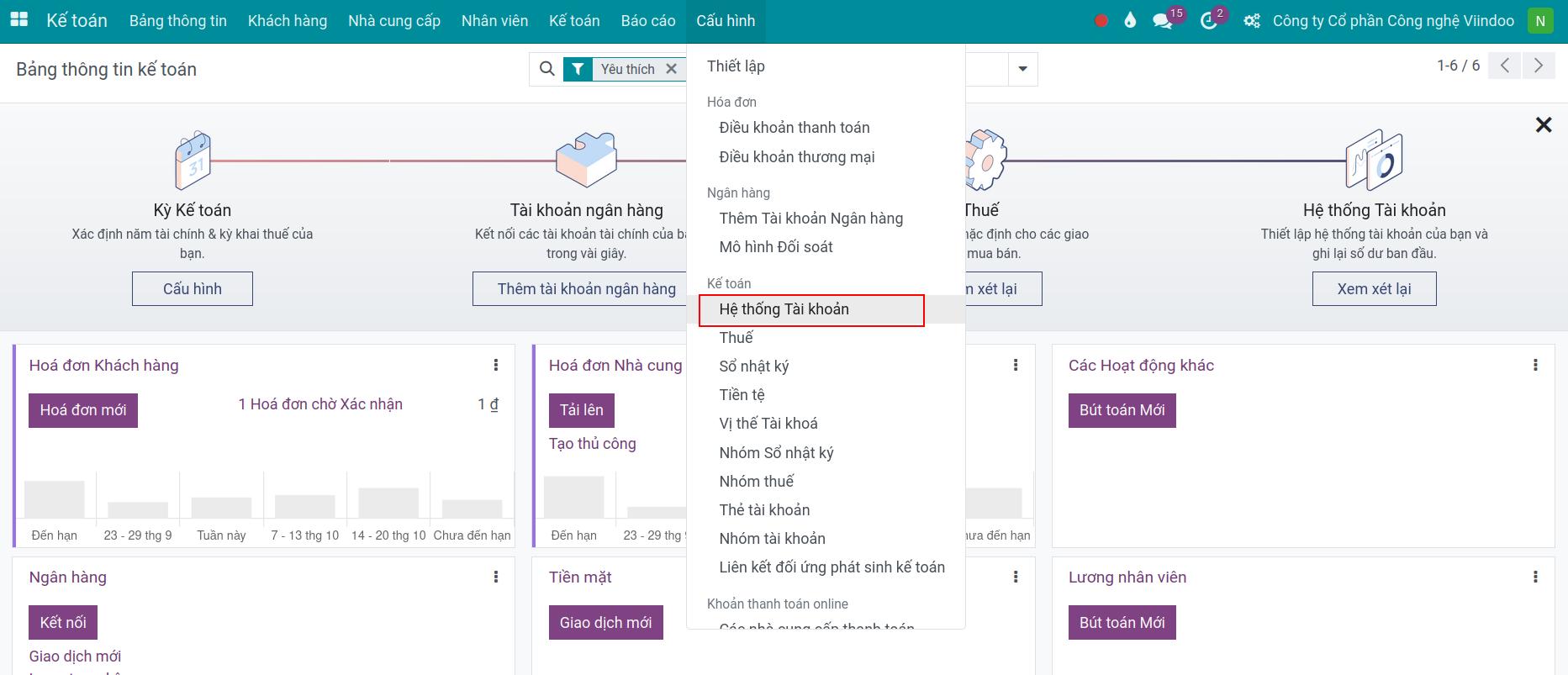 Xuất dữ liệu tài khoản kế toán Viindoo