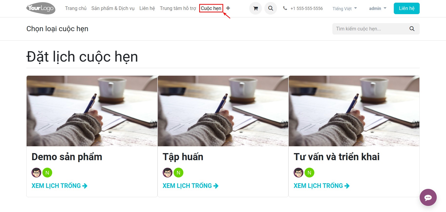Lựa chọn Loại cuộc hẹn