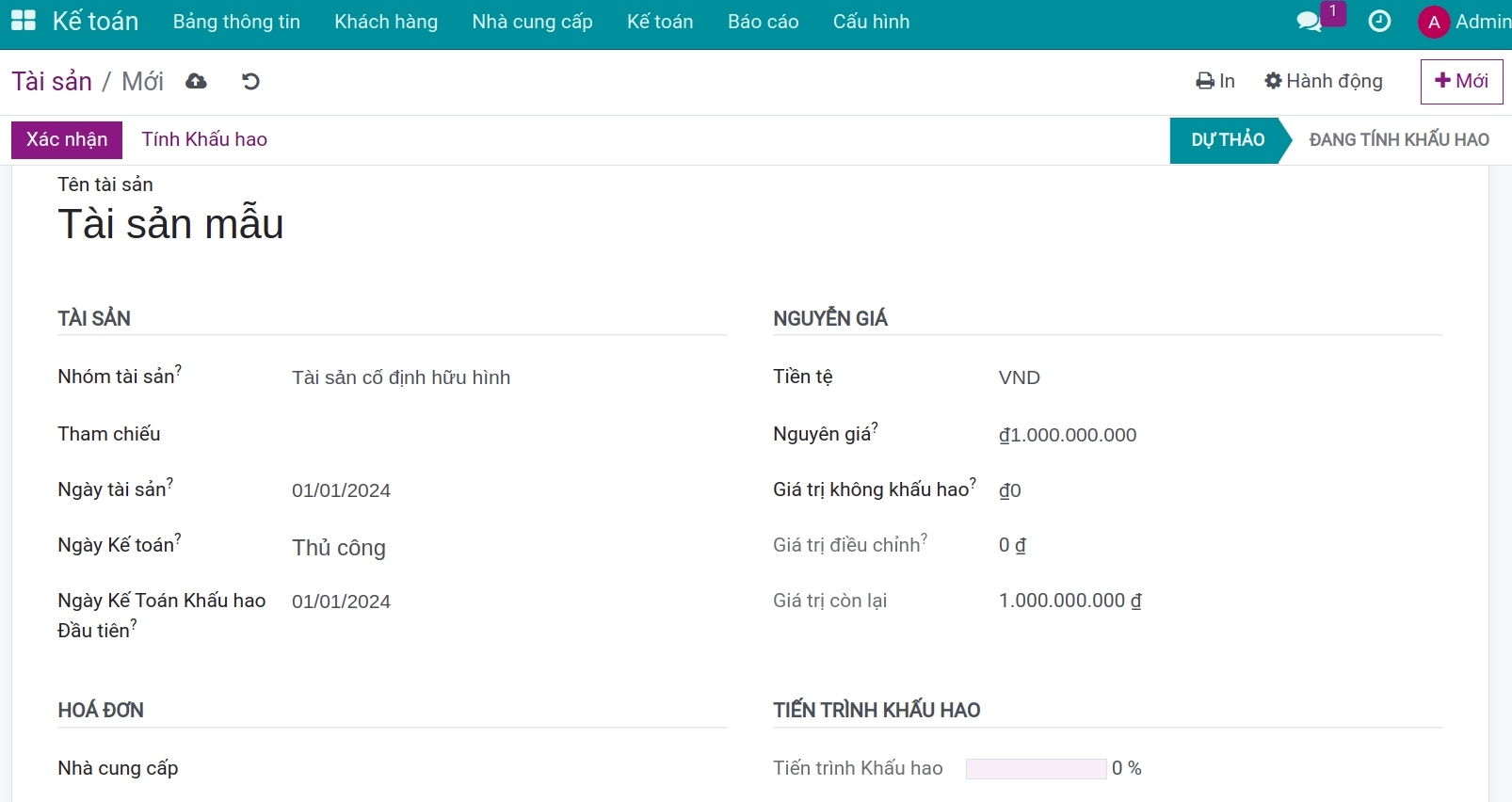 Tạo tài sản thủ công trên Viindoo