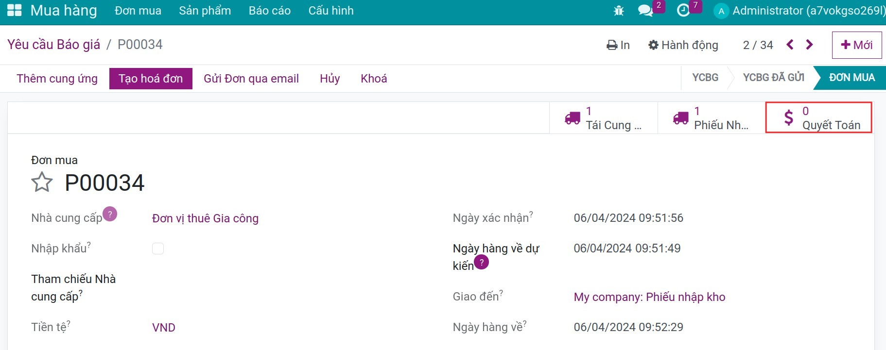 Yêu cầu quyết toán