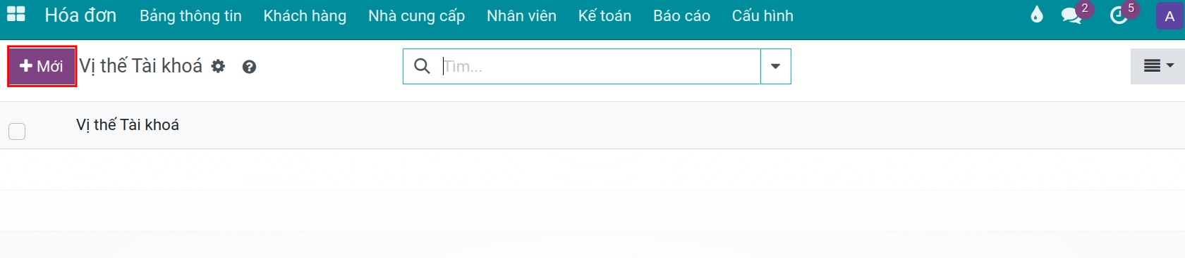 Tạo mới vị thế tài khóa