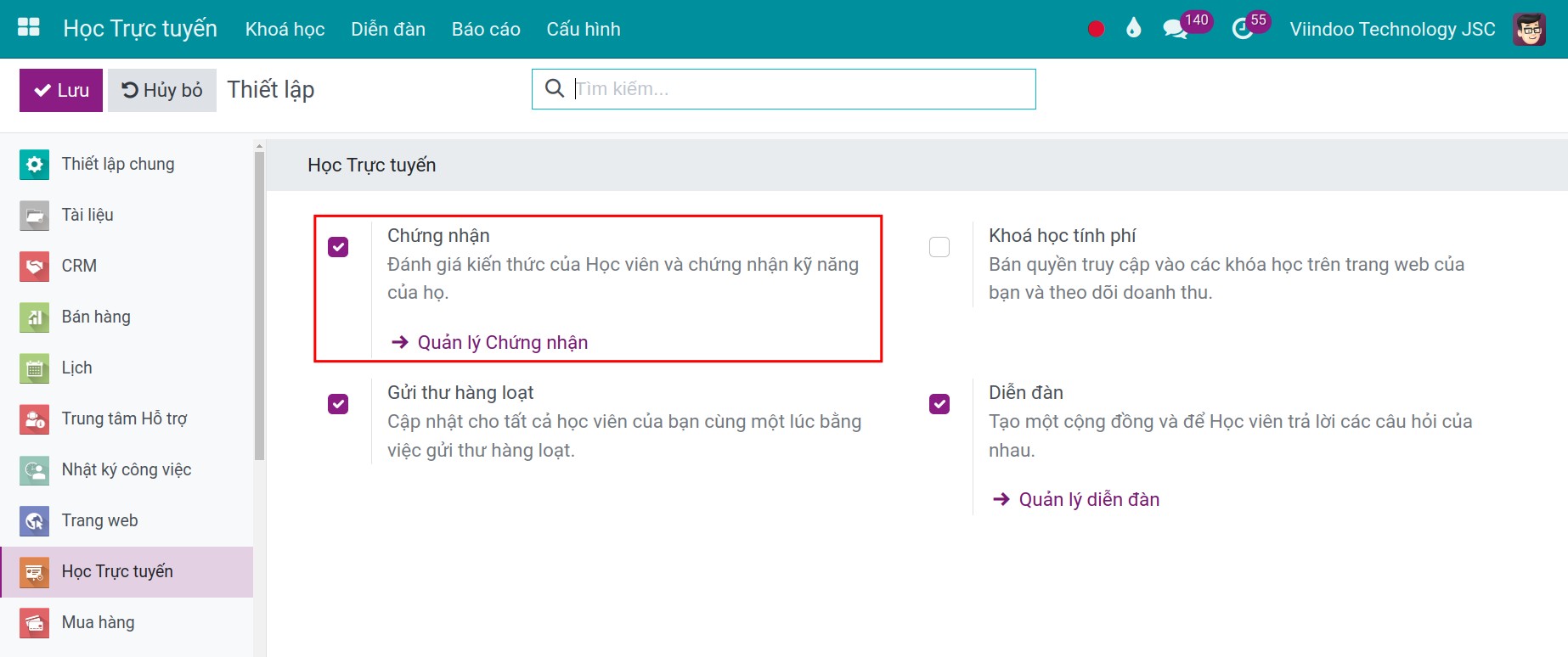 Cấu hình chứng nhận