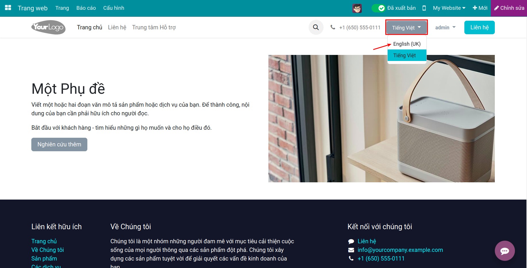 Chọn ngôn ngữ để dịch cho website