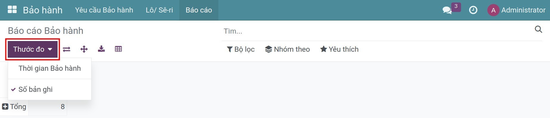 Thước đo trên báo cáo pivot