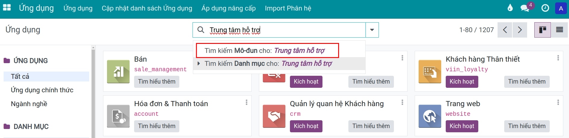 Tìm kiếm từ khóa Trung tâm hỗ trợ Viindoo