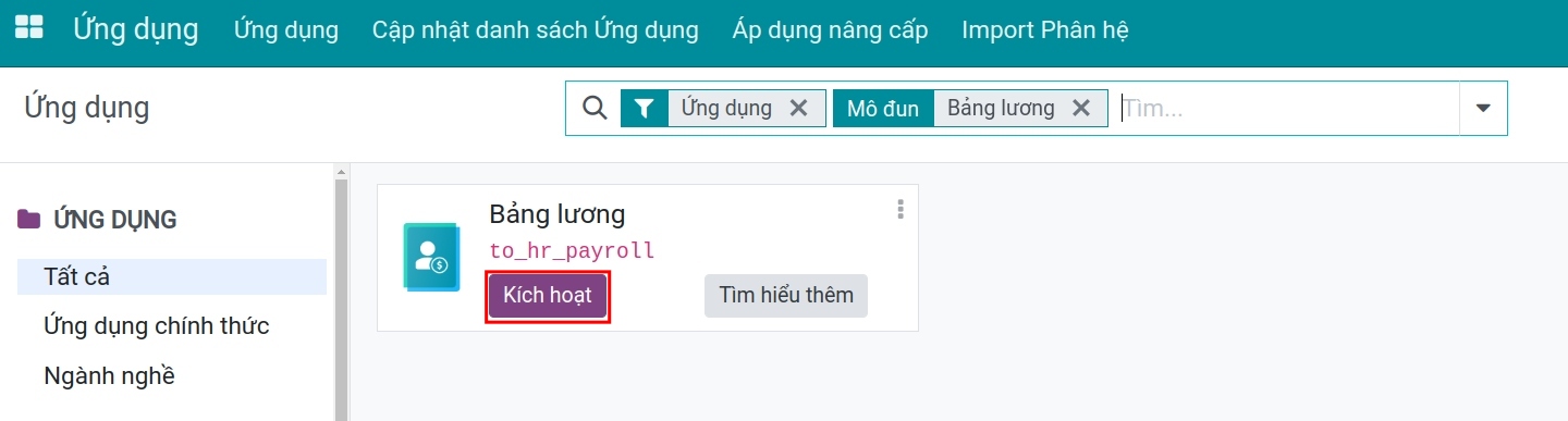 Cài đặt mô-đun Bảng lương Viindoo