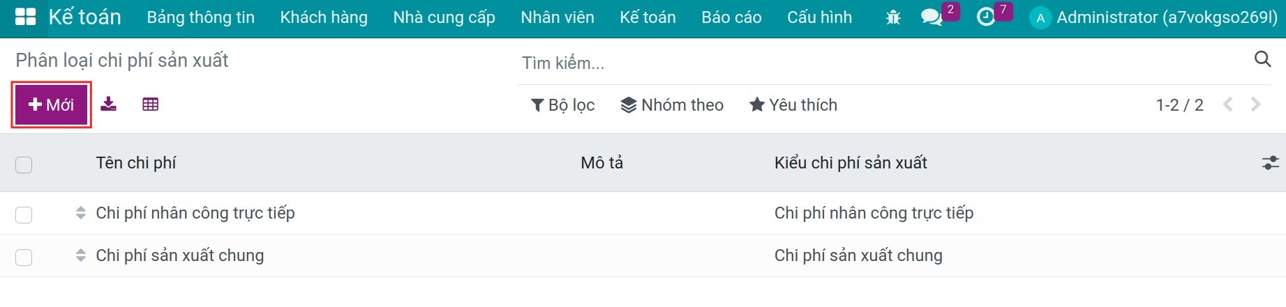 Tạo chi phí sản xuất