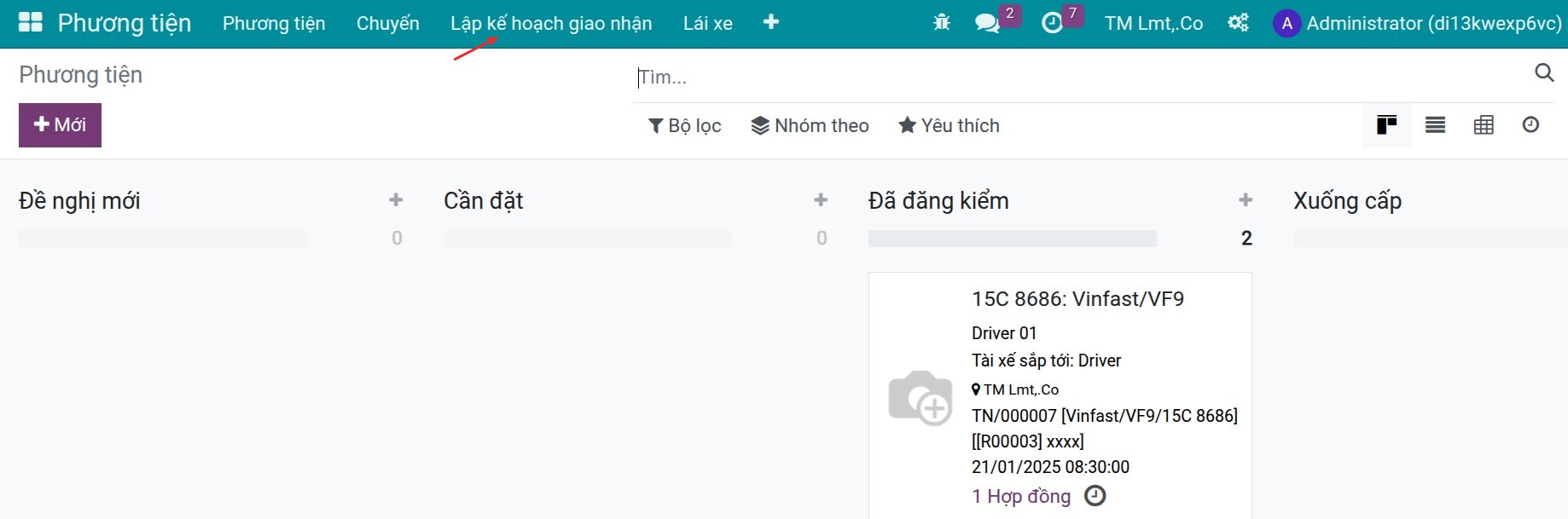 Lập kế hoạch vận chuyển
