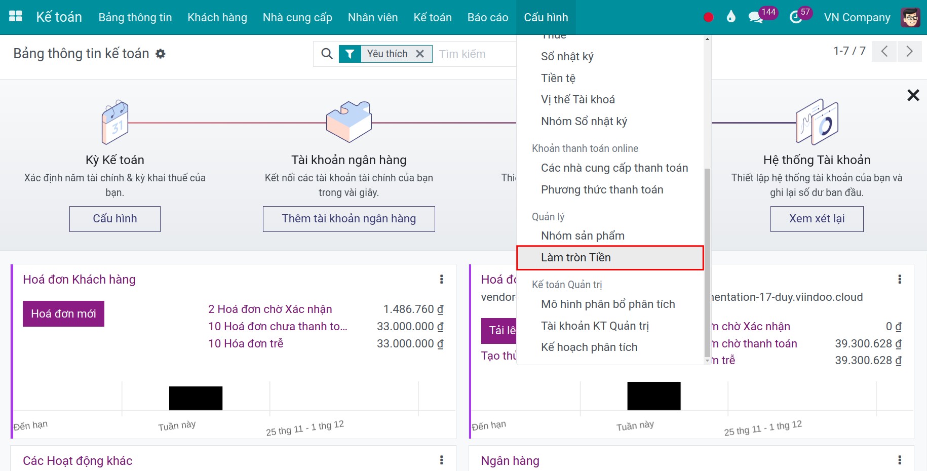 Tạo quy tắc làm tròn tiền mặt - Kế toán Viindoo