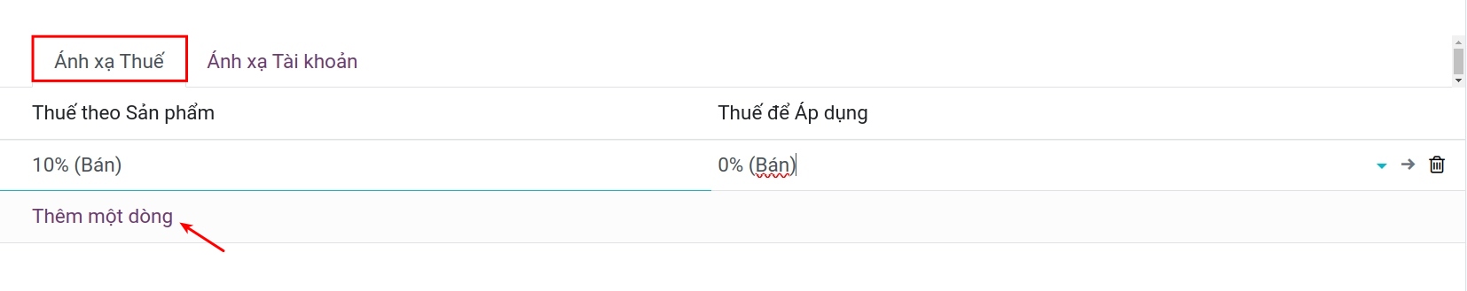 Thiết lập thông tin cho vị thế tài khóa