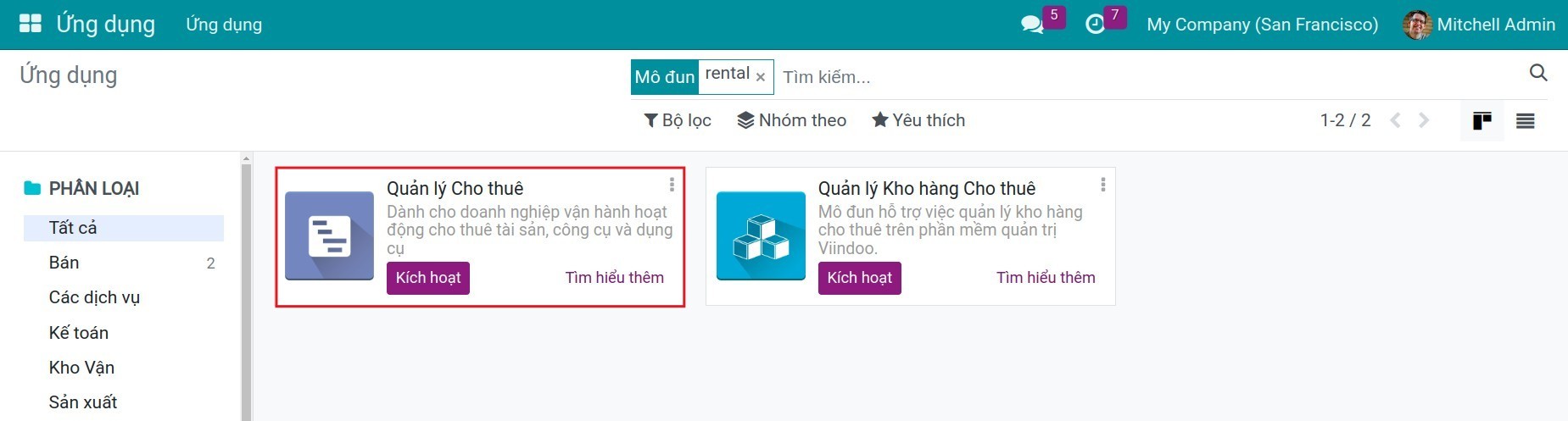 Tìm kiếm ứng dụng Cho thuê