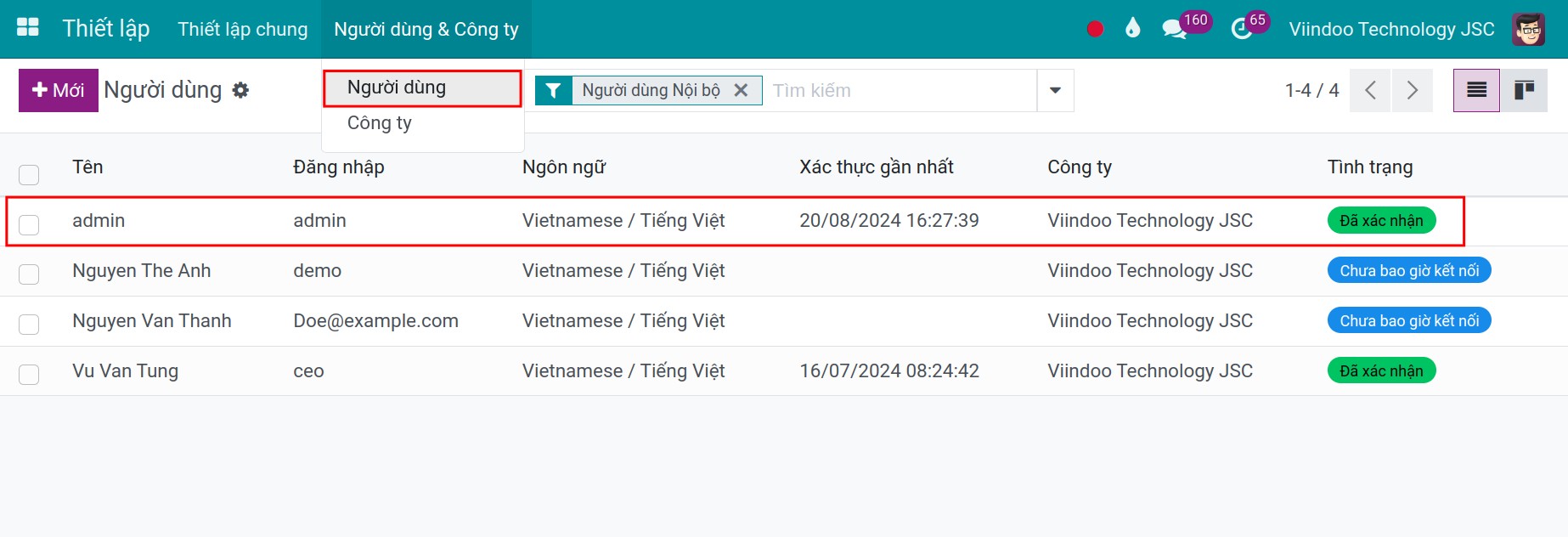 Chọn người dùng