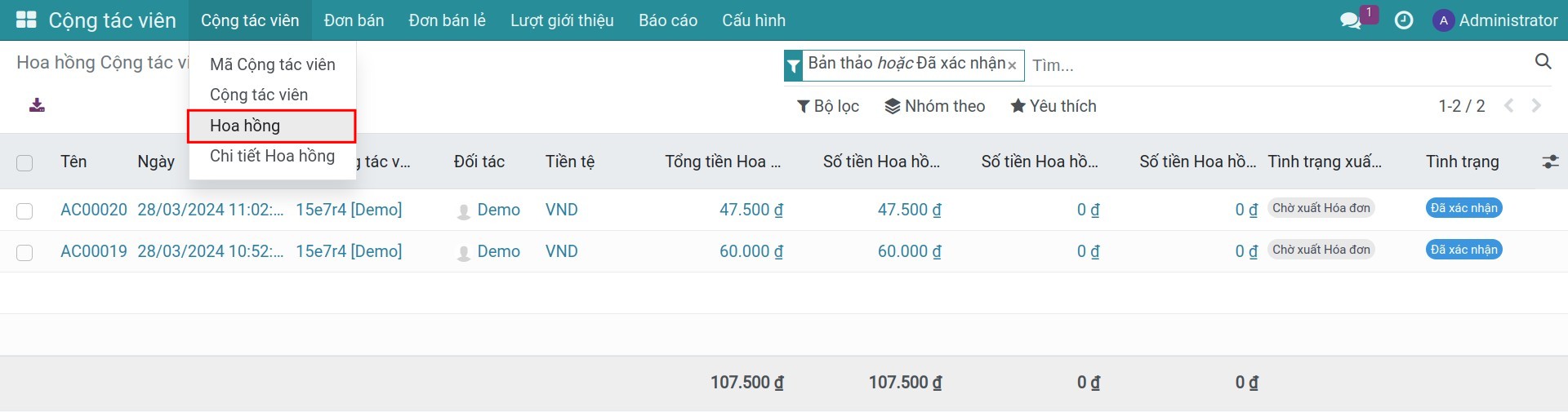 Menu Hoa hồng