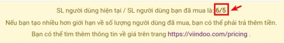 số lượng tài khoản vượt quá số lượng trên đơn bán