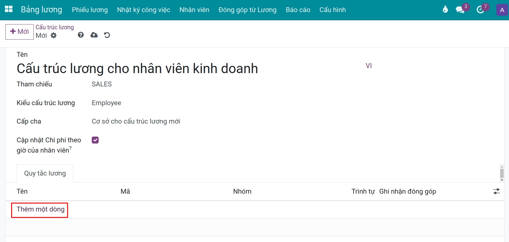 Tạo mới Cấu trúc lương - Quản lý tiền lương Viindoo