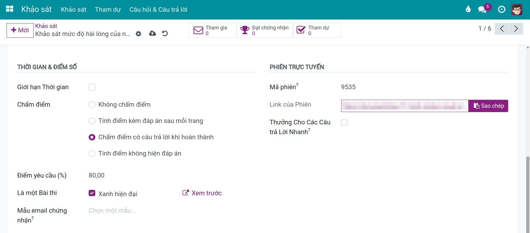 Tùy chọn Khảo sát